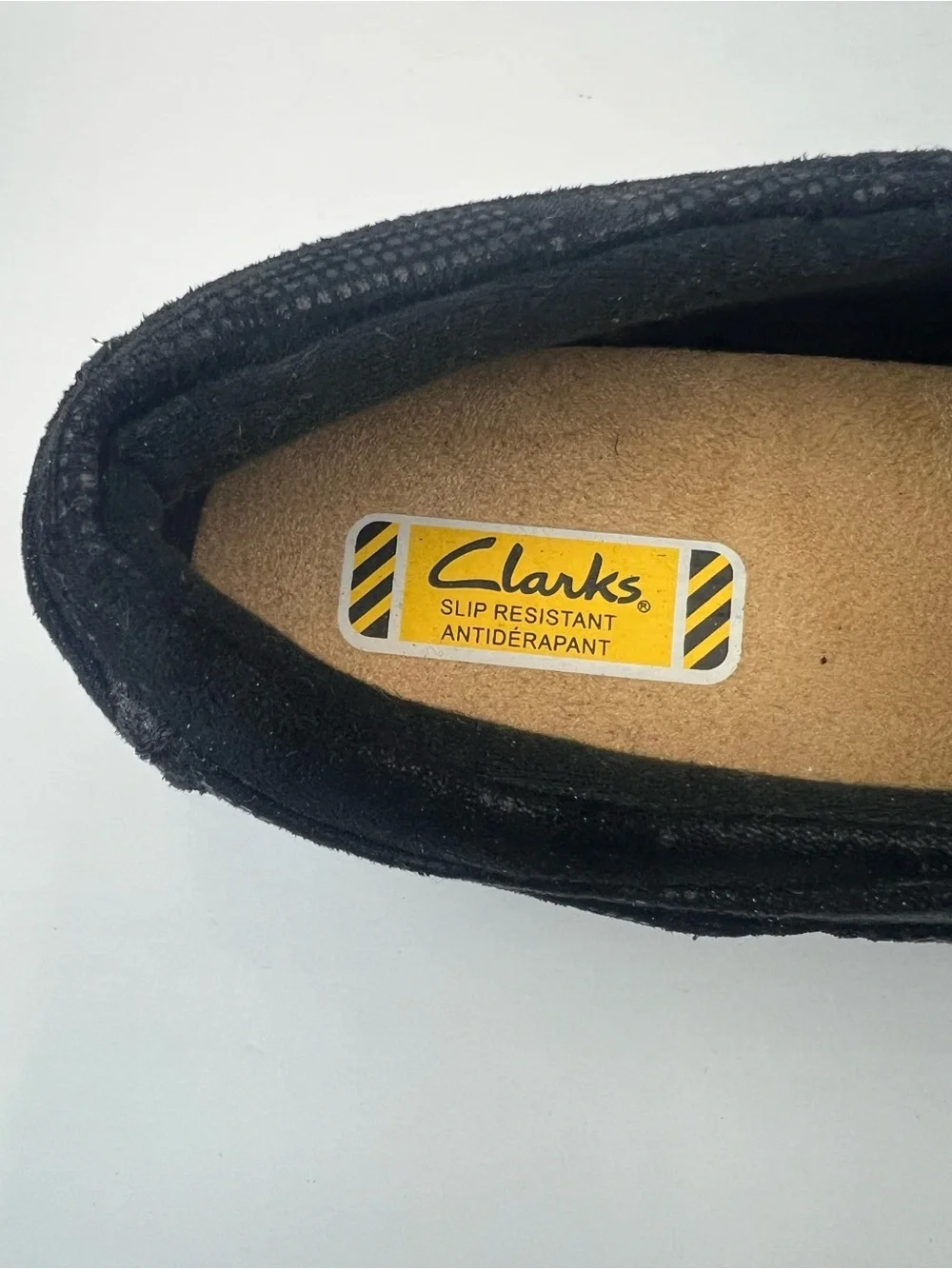 Clarks  Black Suede Slip Resistant Work Shoes Loafers  Size 11M Driving Shoes